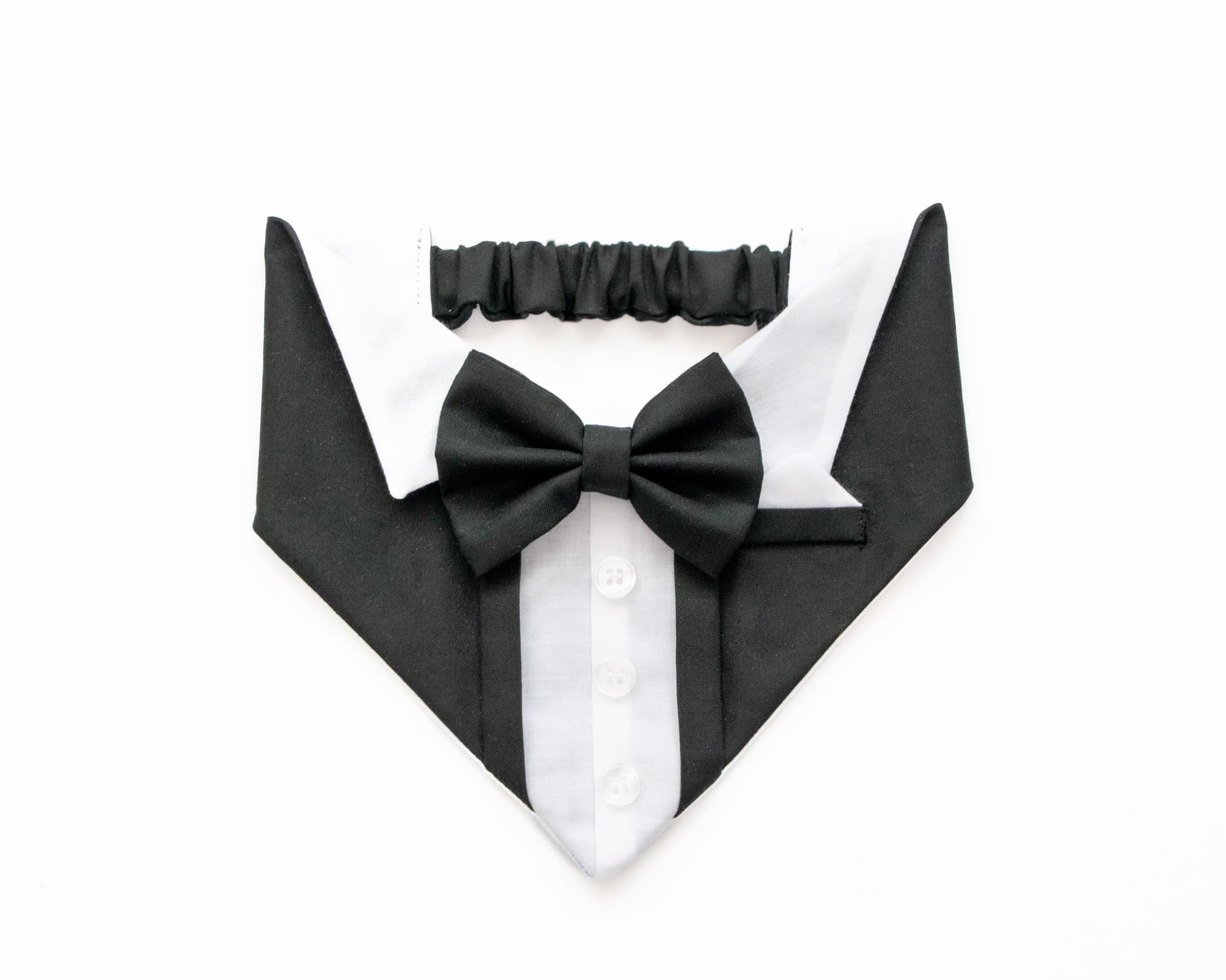 Classic Black Ring Bearer Bandana, hand-sewn dog bandana in S